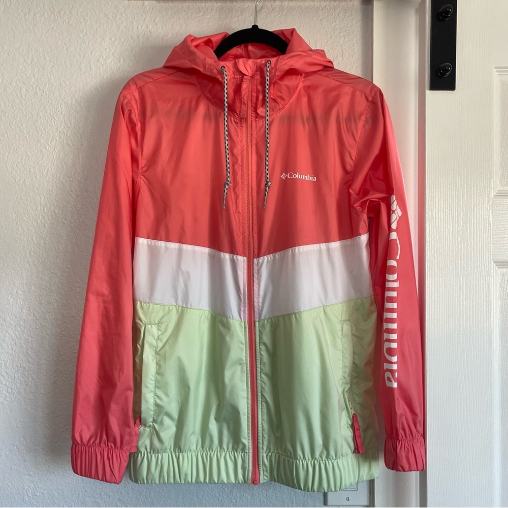 NWOT Columbia Small Sandy Salt Wind Breaker Color Block Rain Jacket